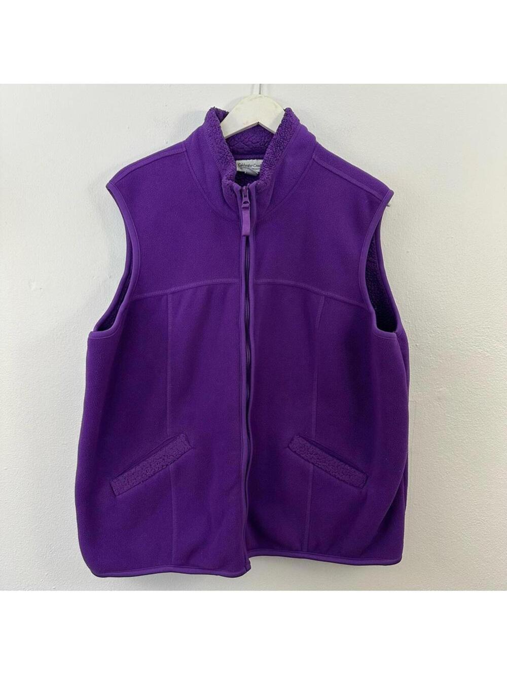 Coldwater Creek Women’s Purple Fleece Zip Sleeveless Vest Jacket Size 2X